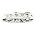 Mirage Pet Mirage Pet 625-SV WT16 Crystal & Silver Spikes Dog Collar; White - Size 16 625-SV WT16